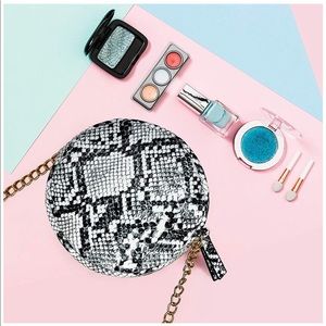 Small Snakeskin Round Purse Faux Leather